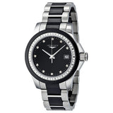 Longines Conquest Black Ceramic Diamond Ladies Watch L32810577#L3.281.0.57.7 - Watches of America