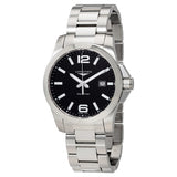 Longines Conquest Black Dial Stainless Steel Men's 43mm Watch #L37604566 - Watches of America