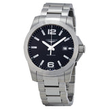 Longines Conquest Black Dial Stainless Steel Men's Watch #L36594586 - Watches of America