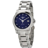Longines Conquest Blue Sunray Diamond Dial Ladies Watch #L3.377.4.97.6 - Watches of America