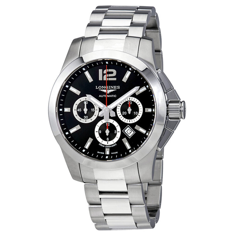 Longines Conquest Automatic Chronograph Black Dial Men's Watch #L38014566 - Watches of America