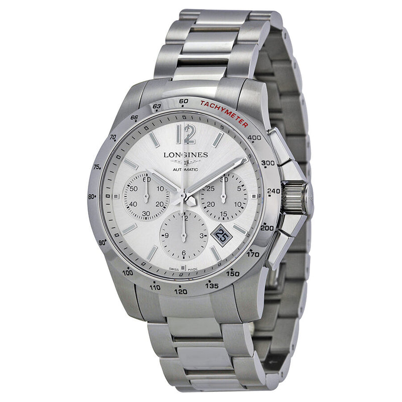 Longines Conquest Chronograph Silver Dial Stainless Steel Men's Watch L27434766#L2.743.4.76.6 - Watches of America