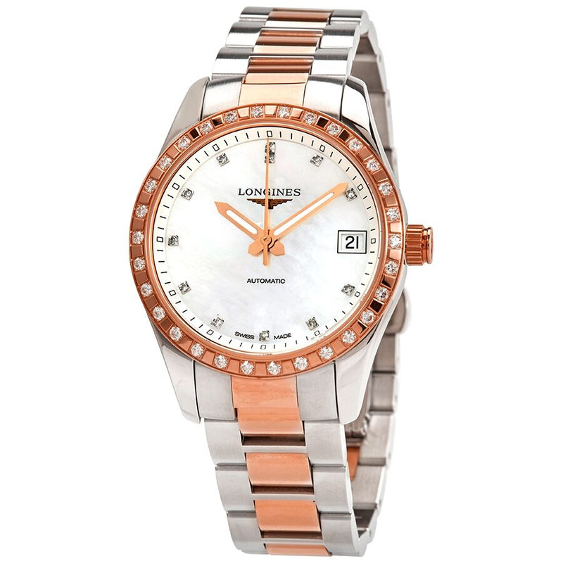 Longines Conquest Classic Automatic Mother of Pearl Diamond Dial Ladies Watch #L2.385.5.88.7 - Watches of America