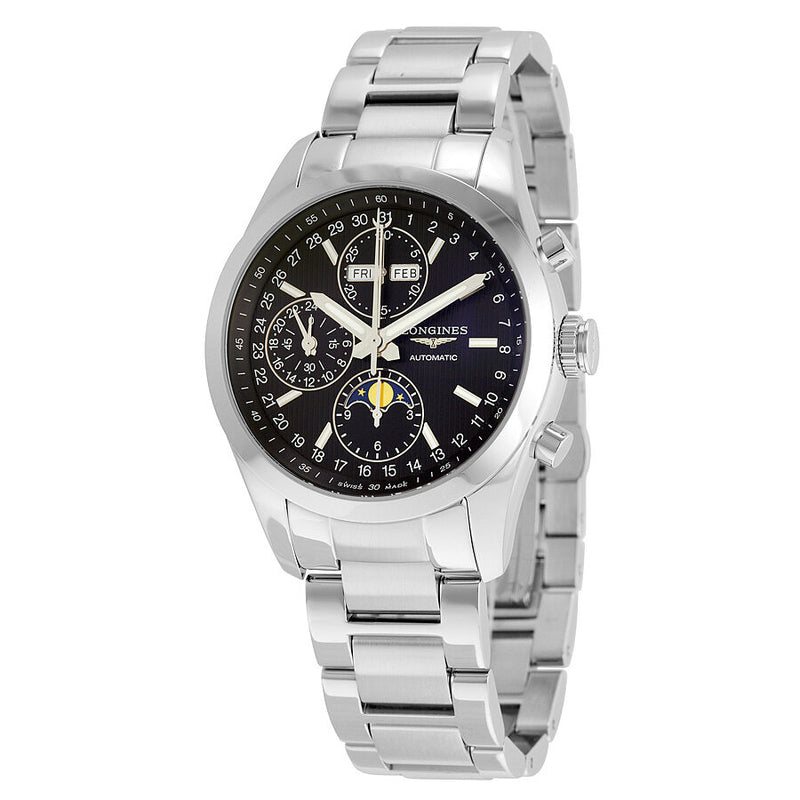 Longines Conquest Classic Black Dial Chronograph Moon Phase Men's Watch L27984526#L2.798.4.52.6 - Watches of America