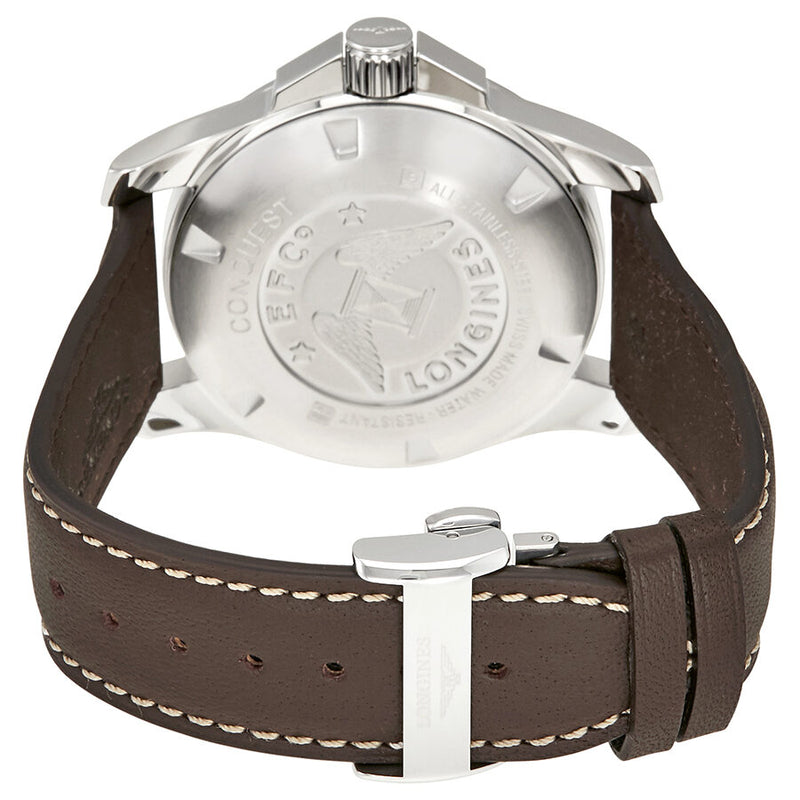 Longines Conquest Silver Dial Brown Leather Men's 43mm Watch #L37604765 - Watches of America #3
