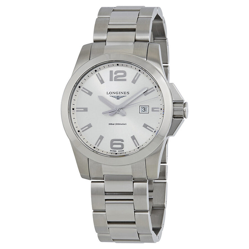 Longines Conquest Silver Dial Stainless Steel Men's 43mm Watch #L37604766 - Watches of America