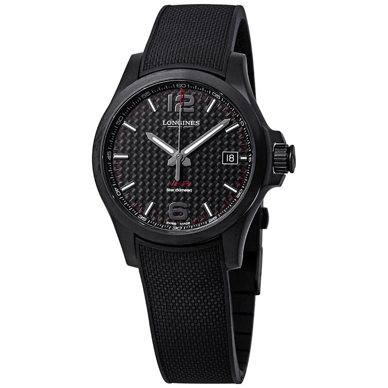 Longines Conquest V.H.P. Black Carbon Dial Men's Watch #L3.716.2.66.9 - Watches of America