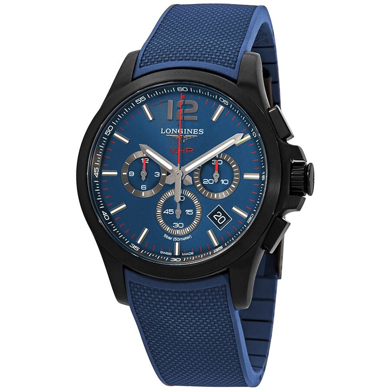 Longines Conquest V.H.P. Chronograph Quartz Blue Dial Men's Watch L37272969#L3.727.2.96.9 - Watches of America