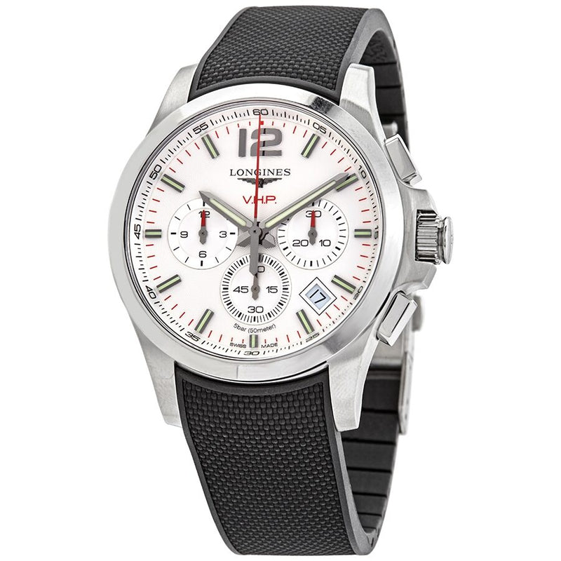 Longines Conquest V.H.P. Perpetual Chronograph Quartz Silver Dial Men's Watch #L37174769 - Watches of America