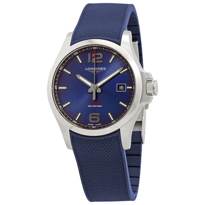 Longines Conquest V.H.P. Perpetual Quartz Blue Dial Men's Watch #L37264969 - Watches of America