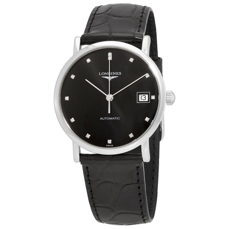 Longines Elegant Automatic Diamond Black Dial Ladies Watch #L4.809.4.57.2 - Watches of America