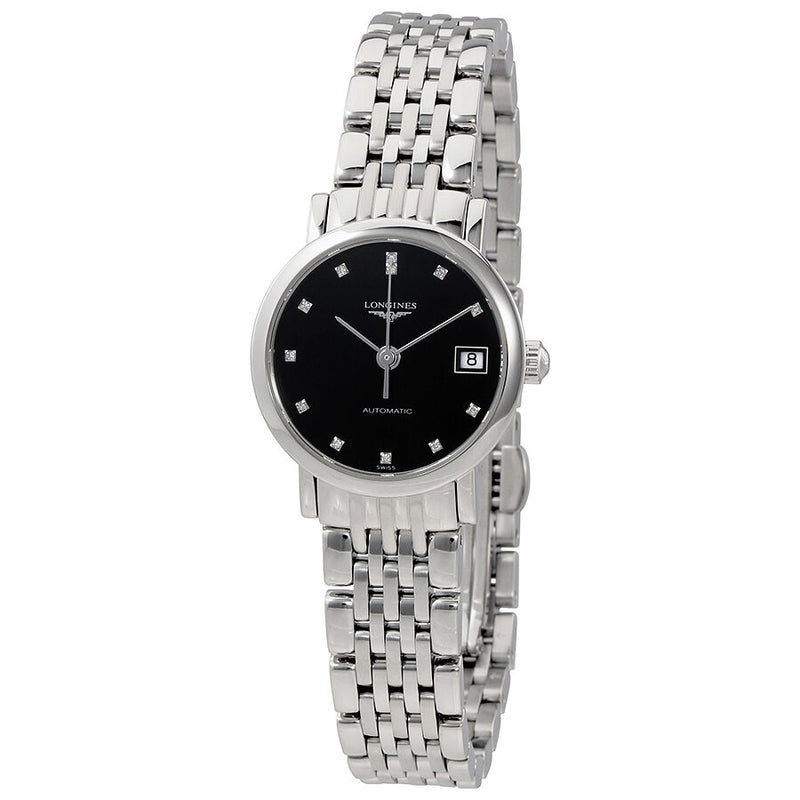 Longines Elegant Black Dial Stainless Steel Automatic Ladies Watch #L43094576 - Watches of America