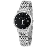 Longines Elegant Black Dial Stainless Steel Ladies Watch #L4.310.4.57.6 - Watches of America