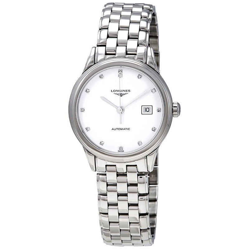 Longines Flagship Automatic White Diamond Dial Ladies Watch #L43744276 - Watches of America