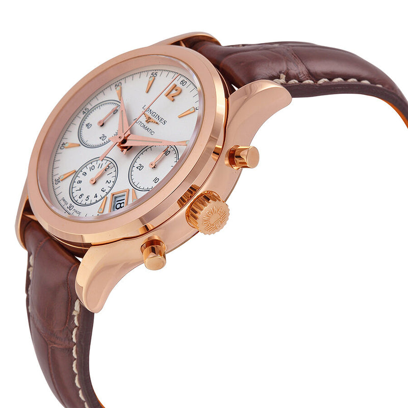 Longines Heritage Automatic Chronograph Silver Dial 18kt Rose Gold Brown Leather Men's Watch #L2.742.8.76.2 - Watches of America #2