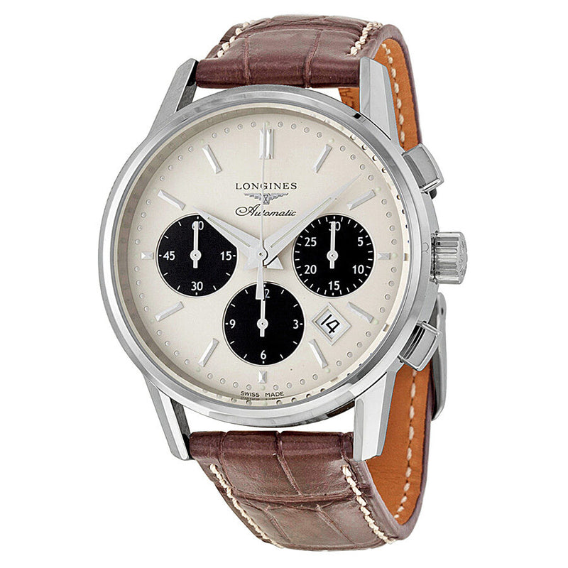 Longines Heritage Collection Automatic Chronograph Silver Dial Brown Leather Men's Watch L27494022#L2.749.4.02.2 - Watches of America