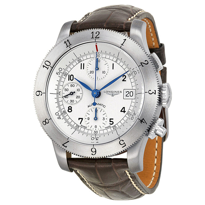 Longines Heritage Collection Chronograph Silver Dial Leather Men Watch L27414732#L2.741.4.73.2 - Watches of America