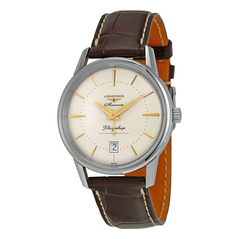 Longines Heritage Flagship Automatic Silver Dial Brown Leather Men's Watch L47954782#L4.795.4.78.2 - Watches of America