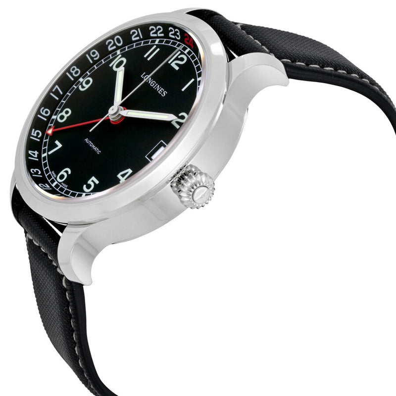 Longines Heritage Military 1938 Black Dial Black Leather Band Stainless Steel Case Automatic Men's Watch #L27894530 - Watches of America #2