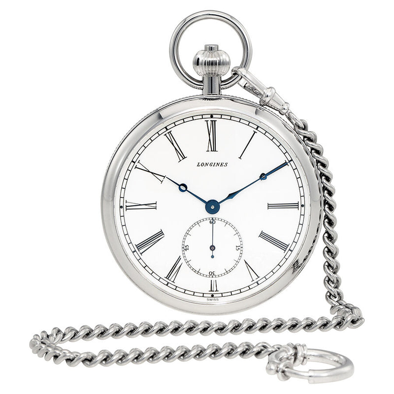 Longines Heritage White Dial Hand Wound Pocket Watch #L7.022.4.11.1 - Watches of America