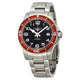 Longines Hydro Conquest Black Dial Red Bezel Stainless Steel Men's Watch #L36944596 - Watches of America