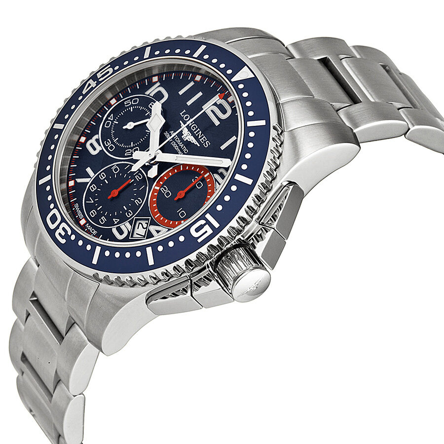 Longines Hydro Conquest Blue and Orange Dial Blue Bezel Stainless