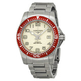 Longines Hydro Conquest White Dial Red Bezel Stainless Steel Men's Watch #L36954196 - Watches of America