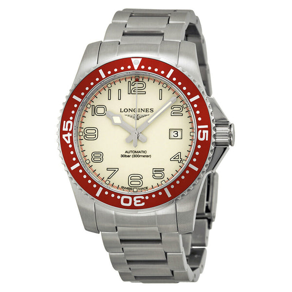 Longines Hydro Conquest White Dial Red Bezel Stainless Steel Men s