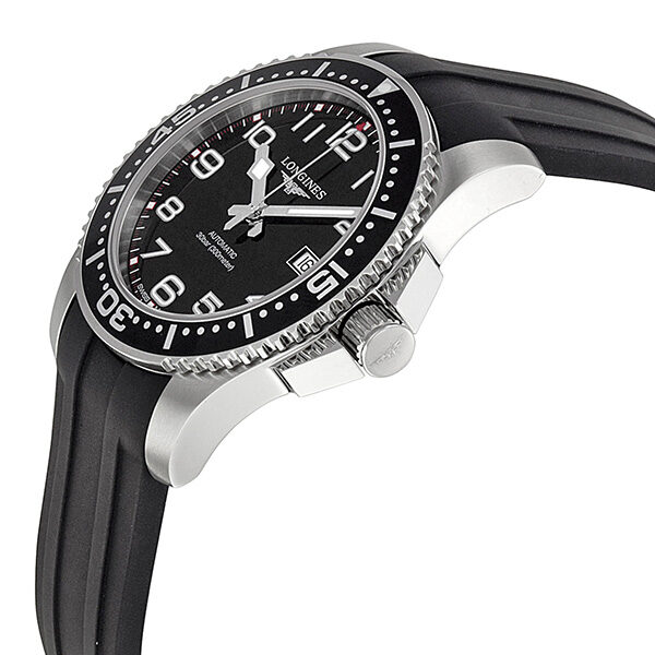 Longines Hydroconquest Black Dial Black Rubber Men's Watch L36954532 #L3.695.4.53.2 - Watches of America #2