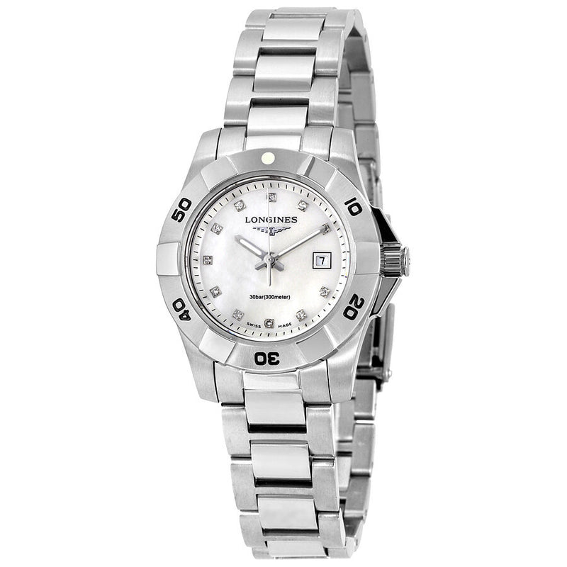 Longines HydroConquest White Pearl Dial Ladies Watch #L3.298.4.87.6 - Watches of America