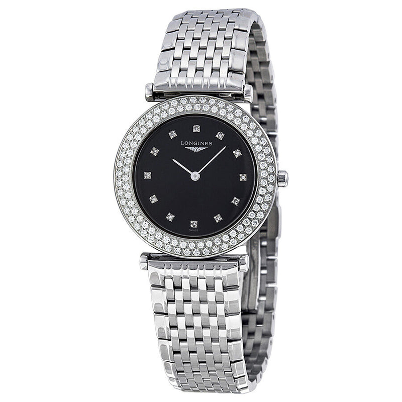 Longines La Grande Classique Black Dial Stainless Steel Ladies Watch L43080576#L4.308.0.57.6 - Watches of America