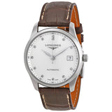 Longines Master Austomatic Silver Dial Brown Leather Men's Watch #L25184773 - Watches of America