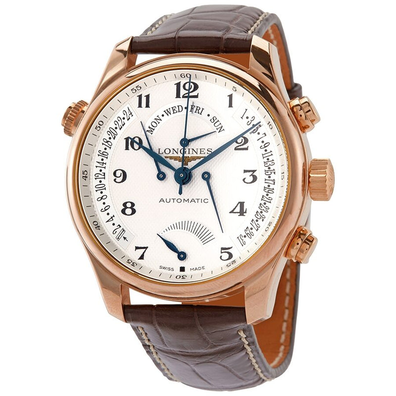 Longines Master 18kt Rose Gold Automatic Guilloche Silver Dial Men's Watch #L2.716.8.78.3 - Watches of America