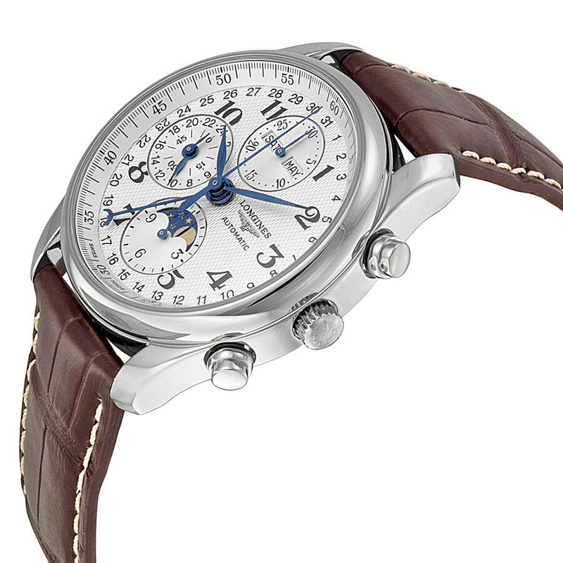 Longines Masters Automatic Chronograph White Dial Brown Leather