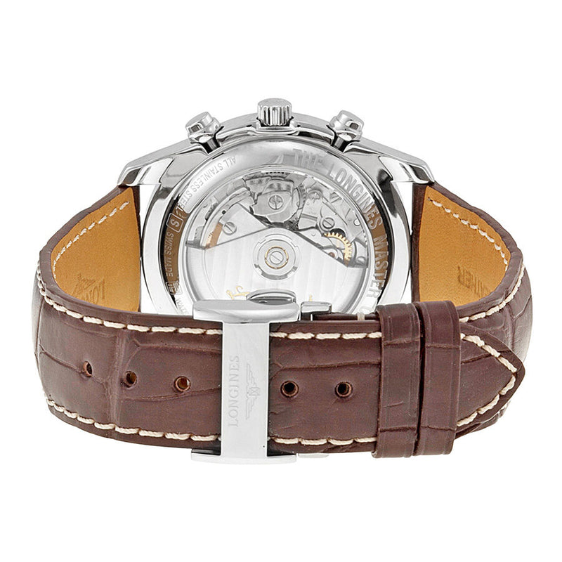 Longines Masters Automatic Chronograph White Dial Brown Leather