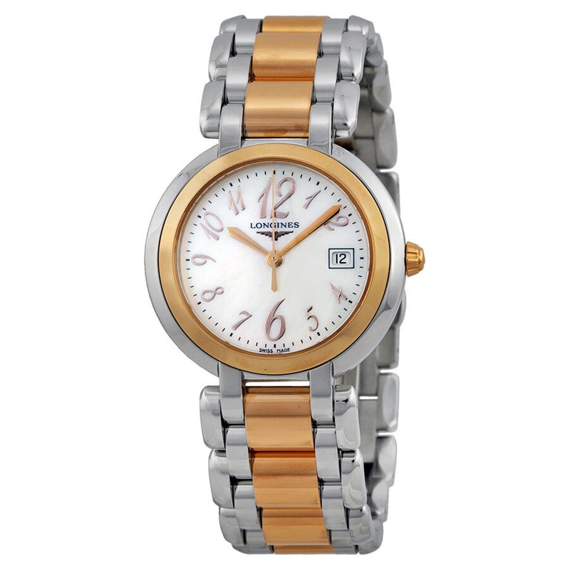 Longines Prima Luna Mother of Pearl Dial Steel and Rose Gold Ladies Watch L81125836#L8.112.5.83.6 - Watches of America