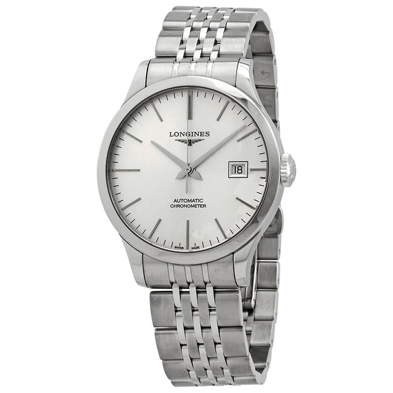 Longines Record Automatic Chronometer Silver Dial Men's Watch #L28204726 - Watches of America