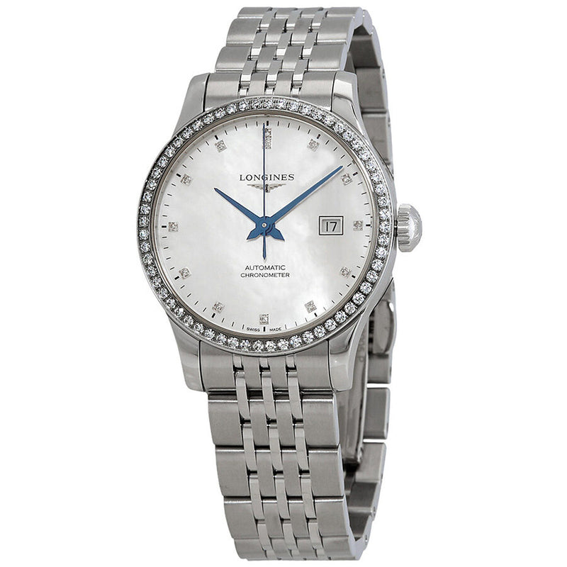 Longines Record Automatic Mother of Pearl Dial Ladies Watch #L2.321.0.87.6 - Watches of America