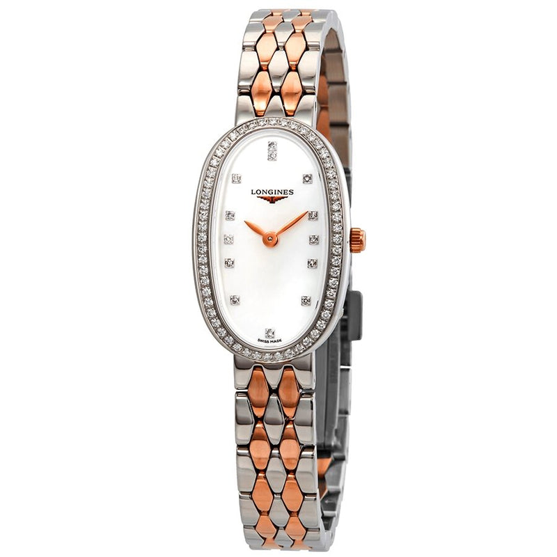Longines Symphonette Mother of Pearl Diamond Dial Ladies Steel and 18k Pink Gold Watch #L2.305.5.89.7 - Watches of America