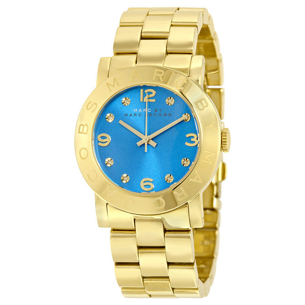 Marc by Marc Jacobs Amy Blue Dial Gold-tone Ladies Watch MBM3303 - Watches of America