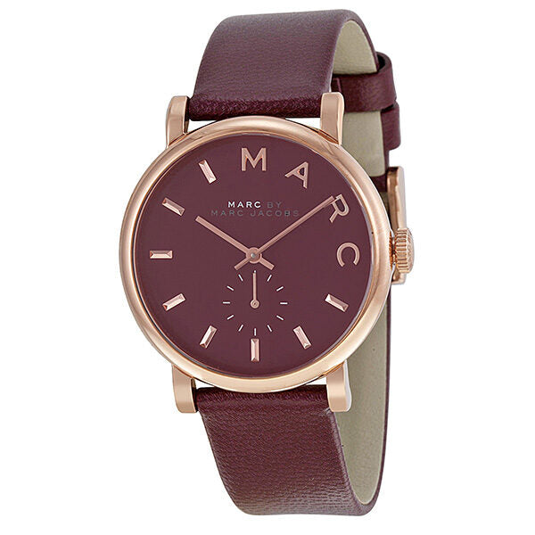 Marc by Marc Jacobs Baker Maroon Dial Moroon Leather Ladies Watch MBM1267 - Watches of America