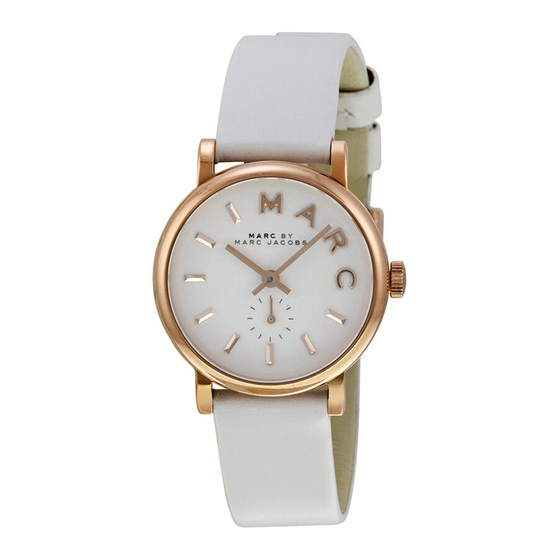 Marc by Marc Jacobs Baker White Dial White Leather Band Ladies Watch MBM1284 - Watches of America