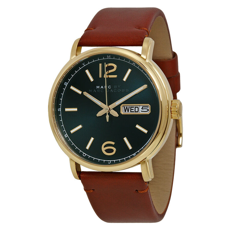 Marc by Marc Jacobs Fergus Green Dial Brown Leather Men's Watch MBM5077 - Watches of America