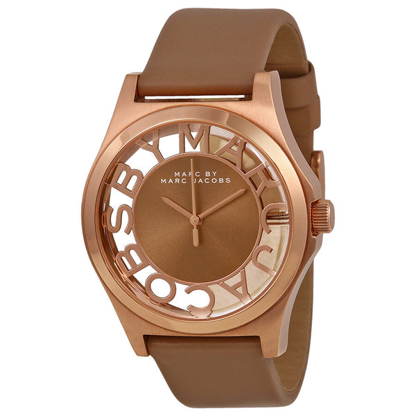 Marc by Marc Jacobs Henry Brown Cut-out Dial Rose Gold Ion-plated Ladies Watch MBM1245 - Watches of America