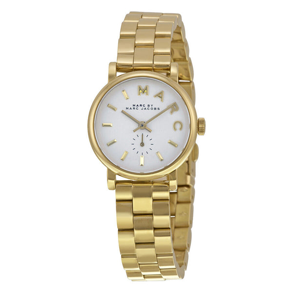 Marc by Marc Jacobs White Pearlized Dial Gold-tone Stainless Steel Ladies Watch MBM3247 - Watches of America