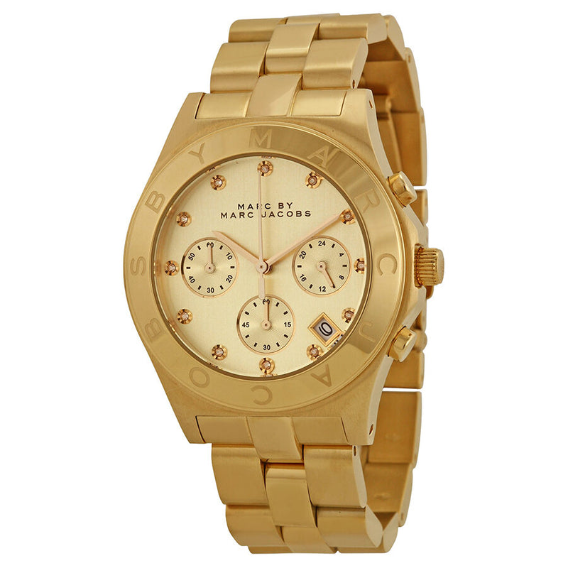 Marc by Marc Jacobs Blade Chronograph Gold Dial Gold-Tone Stainless Steel Ladies Watch #MBM3101 - Watches of America