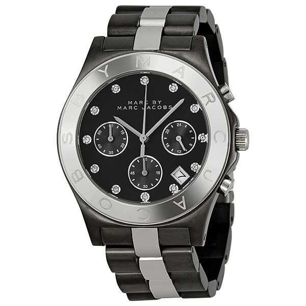 Marc by Marc Jacobs Blade Chronograph Gunmetal and Silver-Tone Ladies Watch MBM3179 - Watches of America