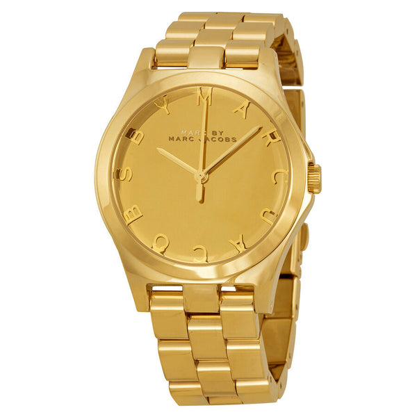 Marc by Marc Jacobs Henry Glossy Gold Dial Gold-Tone Stainless Steel Ladies Watch MBM3211 - Watches of America