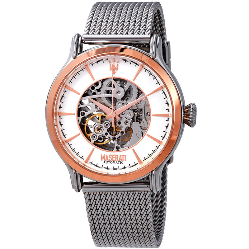 Maserati Epoca Automatic White Open Heart Dial Men's Watch R8823118001 - Watches of America