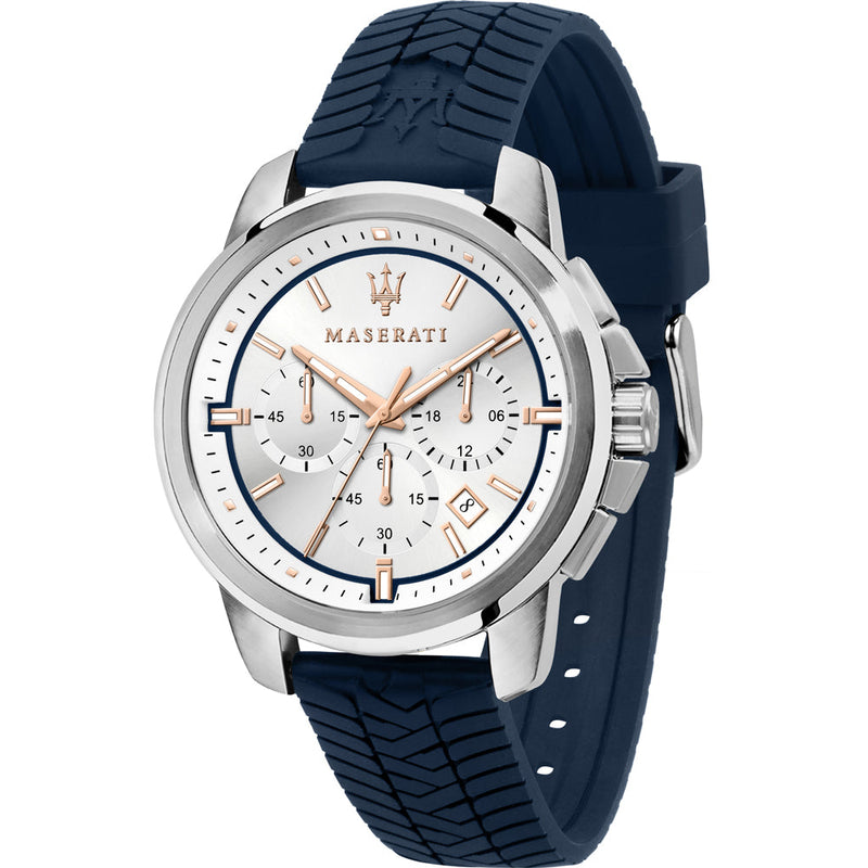 Maserati 44mm CHR W/Silver Dial Blue Strap Men's Watch R8871621013